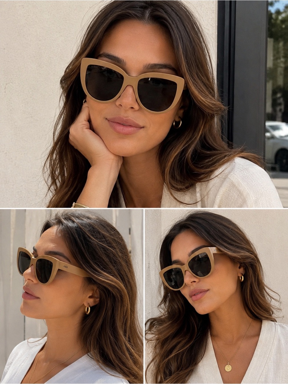 MaxMara Beige Cat-Eye Sunglasses with Dark Lenses - Picture 7 of 7